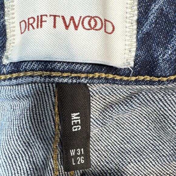 Driftwood Jeans Womens 32 Blue Denim Mid Rise Jackie Skinny Embroidered Boho - Picture 2 of 6